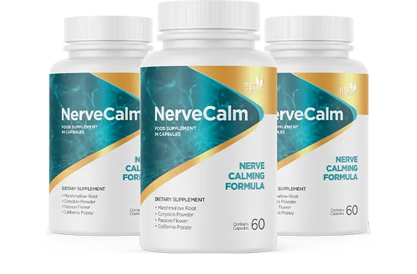 Kit with 3 bottles of the NerveCalm supplement .